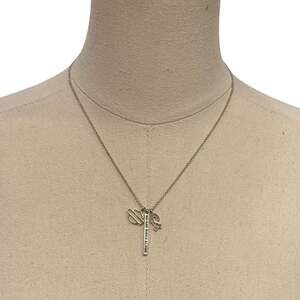 Harley-Davidson No One Rides Alone Pink Ribbon & Bar and Shield Charm Necklace